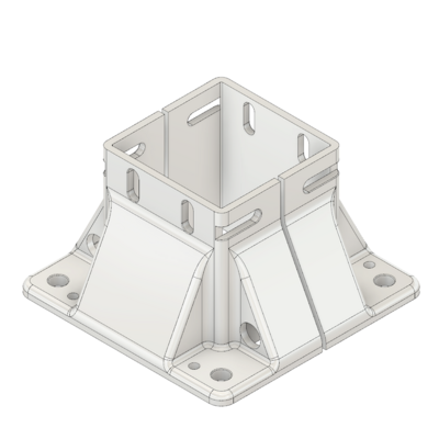33-9090-7 MODULAR SOLUTIONS FOOT 90MM X 90MM (4) SIDED FOOT W/12MM FLOOR ANCHOR HOLES, HEIGHT = 105MM